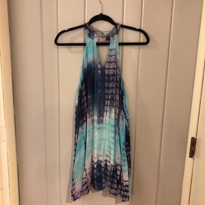 Purple and blue tie dye dress